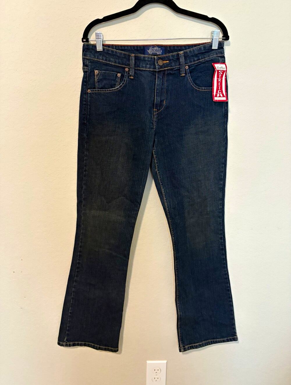 NWT Y2K Levi Signature Authentic Low Rise Bootcut Dark Wash Stretch Jeans Blue 8
